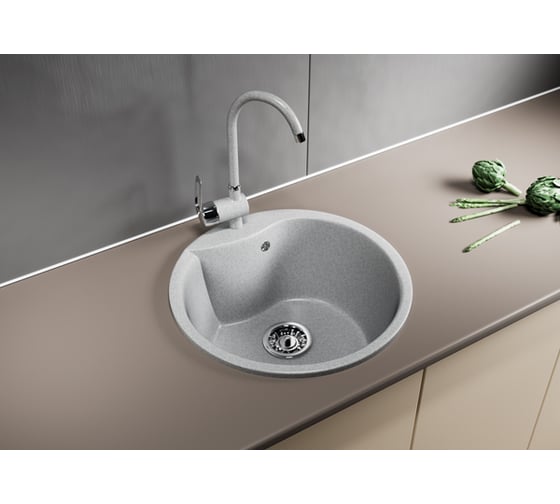 Мойка mixline ML-GM12 круглая, серая, 310, 480х480х210 мм 525077