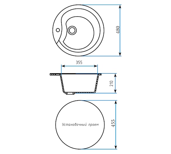 Мойка mixline ML-GM12 круглая, светло-розовая, 311, 480х480х210 мм 525080