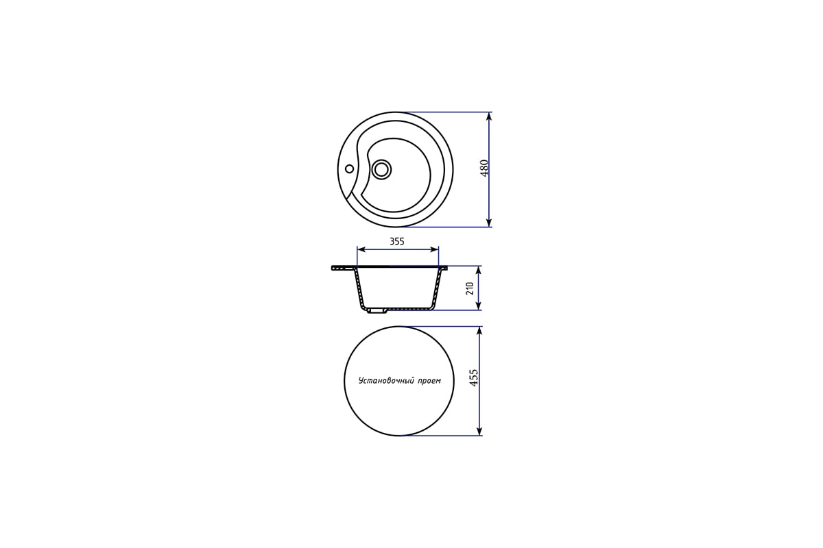 Мойка mixline ML-GM12 круглая, молоко, 341, 480х480х210 мм 532393 -  выгодная цена, отзывы, характеристики, фото - купить в Москве и РФ