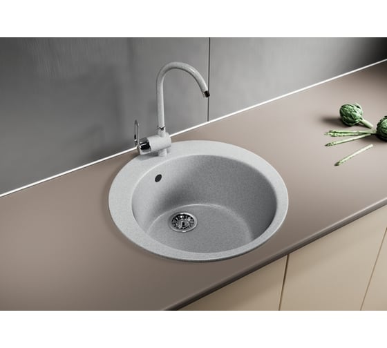Мойка mixline ML-GM13 круглая, серая, 310, 495х495х190 мм 525085