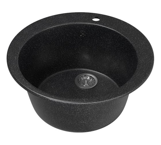 Мойка mixline ML-GM13 круглая, черная, 308, 495х495х190 мм 525086