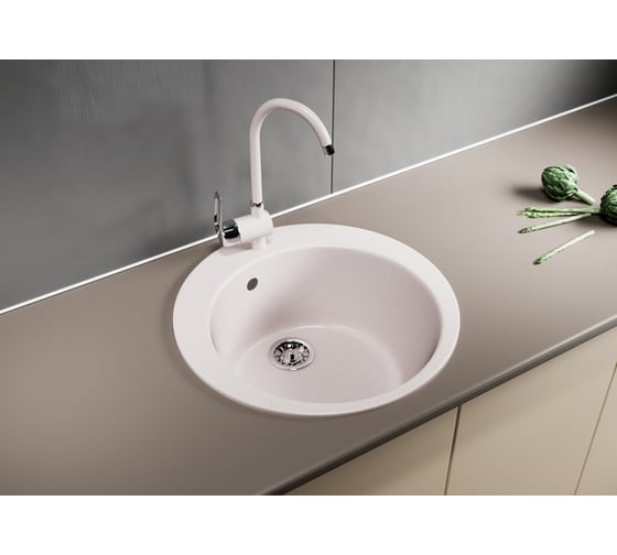 Мойка mixline ML-GM13 круглая, светло-розовая, 311, 495х495х190 мм 525088