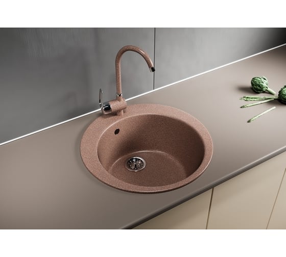 Мойка mixline ML-GM13 круглая, терракотовая, 307, 495х495х190 мм 525089