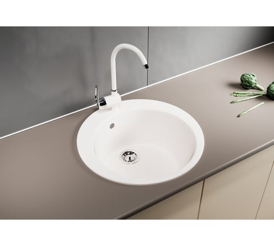Мойка mixline ML-GM13 круглая, молоко, 341, 495х495х190 мм 532394