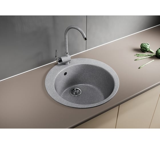 Мойка mixline ML-GM13 круглая, графит, 342, 495х495х190 мм 533155