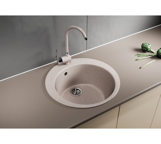 Мойка mixline ML-GM13 круглая, песочная, 302, 495х495х190 мм 525084