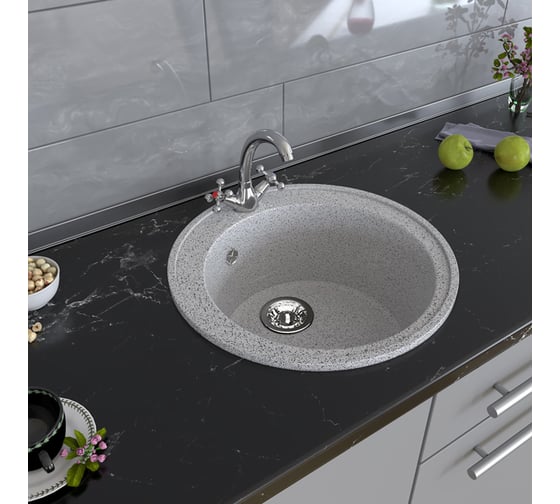 Мойка mixline ML-GM Gloss 01 круглая, серая, 480х480х180 мм 542278