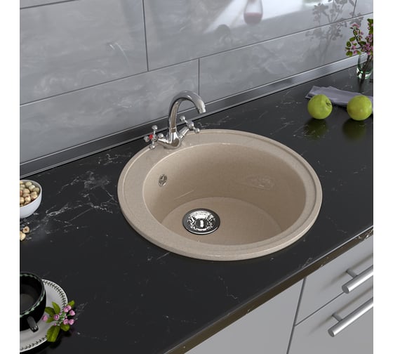Мойка mixline ML-GM Gloss 01 круглая, песочная, 480х480х180 мм 542280