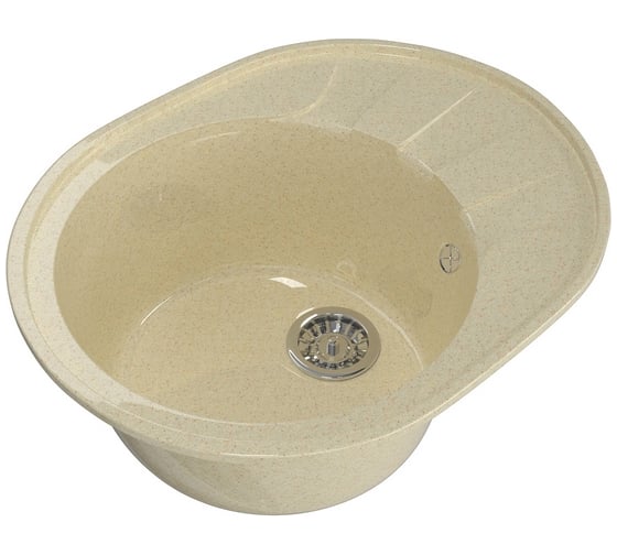 Мойка mixline ML-GM Gloss 02 овальная, с крылом, бежевая, 460х580х180 мм 542270