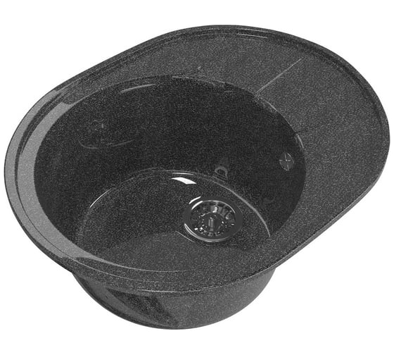 Мойка mixline ML-GM Gloss 02 овальная, с крылом, черная, 460х580х180 мм 542283