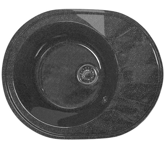 Мойка mixline ML-GM Gloss 02 овальная, с крылом, черная, 460х580х180 мм 542283
