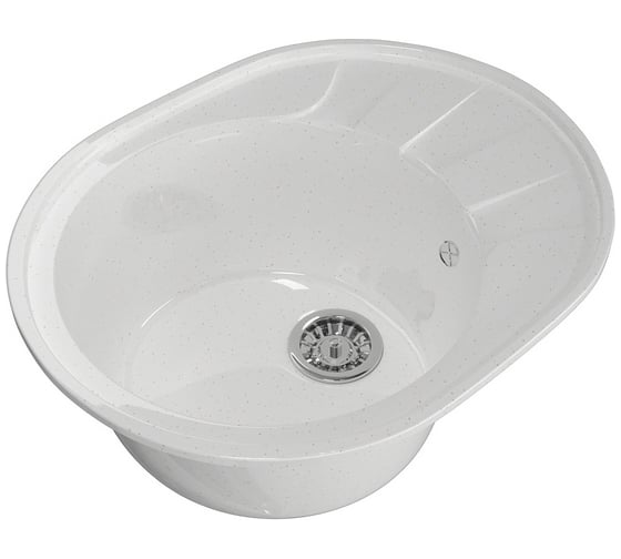 Мойка mixline ML-GM Gloss 02 овальная, с крылом, белая, 460х580х180 мм 542285 1