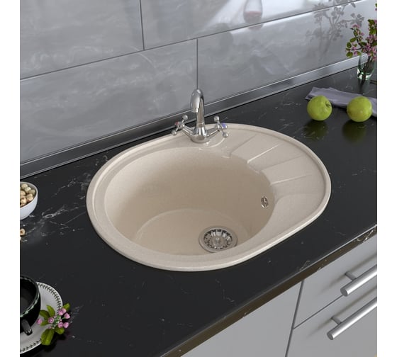 Мойка mixline ML-GM Gloss 02 овальная, с крылом, песочная, 460х580х180 мм 542284