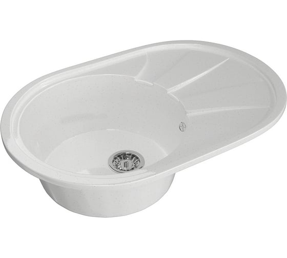 Мойка mixline ML-GM Gloss 03 овальная, с крылом, белая, 480х740х180 мм 542290