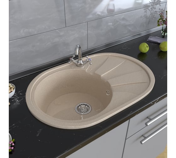 Мойка mixline ML-GM Gloss 03 овальная, с крылом, песочная, 480х740х180 мм 542289