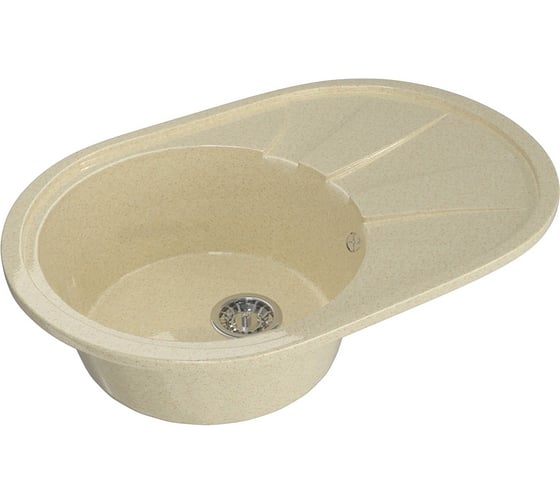 Мойка mixline ML-GM Gloss 03 овальная, с крылом, бежевая, 480х740х180 мм 542286