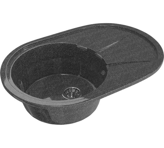 Мойка mixline ML-GM Gloss 03 овальная, с крылом, черная, 480х740х180 мм 542288
