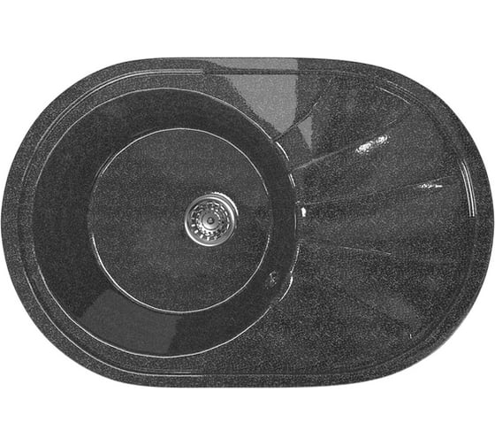 Мойка mixline ML-GM Gloss 03 овальная, с крылом, черная, 480х740х180 мм 542288