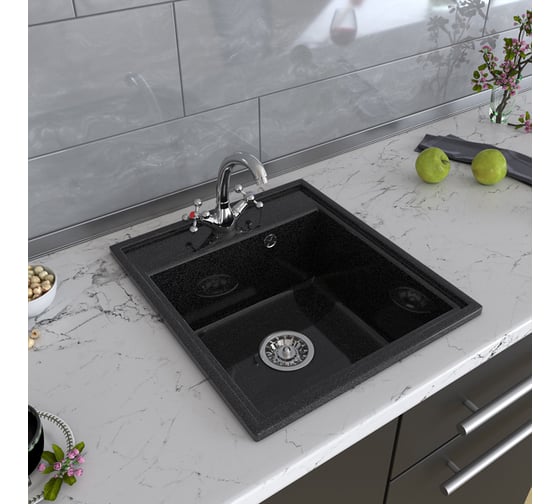 Мойка mixline ML-GM Gloss 04 черная, 480х420х180 мм 542293