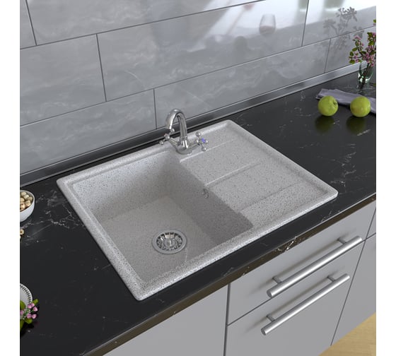 Мойка mixline ML-GM Gloss 05 с крылом, серая, 480х620х180 мм 542297