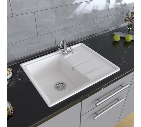 Мойка mixline ML-GM Gloss 05 с крылом, белая, 480х620х180 мм 542300