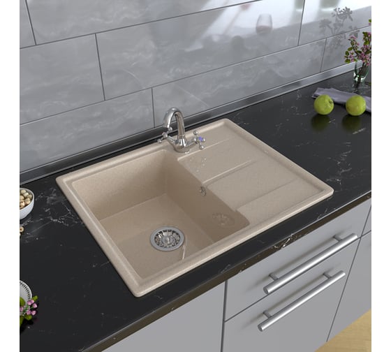 Мойка mixline ML-GM Gloss 05 с крылом, песочная, 480х620х180 мм 542299