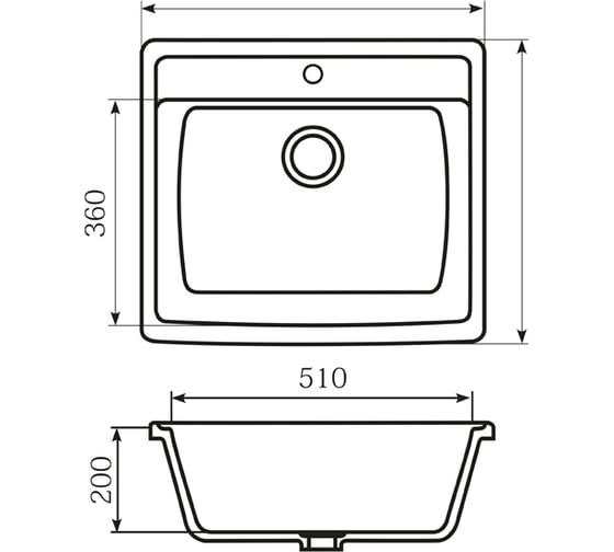 Мойка mixline ML-GM15 графит, 342, 490х550х200 мм 533157