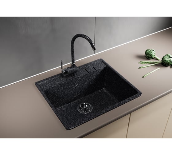 Мойка mixline ML-GM15 черная, 308, 490х550х200 мм 525102