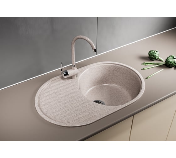 Мойка mixline ML-GM16 овальная, с крылом, песочная, 302, 455х720х180 мм 525108