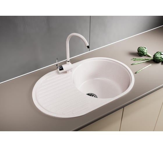 Мойка mixline ML-GM16 овальная, с крылом, светло-розовая, 311, 455х720х180 мм 525112