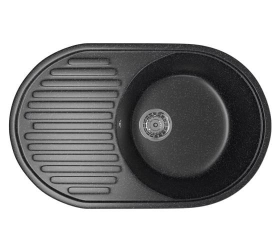 Мойка mixline ML-GM16 овальная, с крылом, черная, 308, 455х720х180 мм 525110