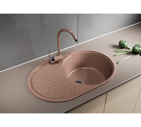 Мойка mixline ML-GM16 овальная, с крылом, терракотовая, 307, 455х720х180 мм 525113