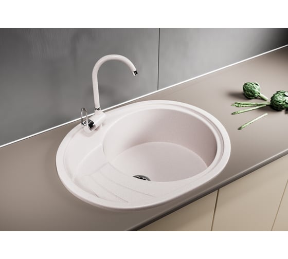 Мойка mixline ML-GM17 овальная, с крылом, светло-розовая, 311, 465х570х180 мм 525120