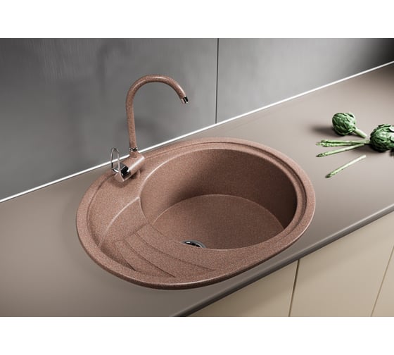 Мойка mixline ML-GM17 овальная, с крылом, терракотовая, 307, 465х570х180 мм 525121
