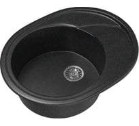 Мойка mixline ML-GM17 овальная, с крылом, черная, 308, 465х570х180 мм 525118