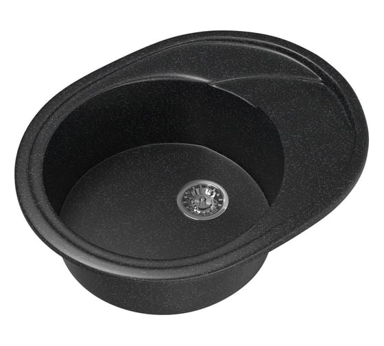 Мойка mixline ML-GM17 овальная, с крылом, черная, 308, 465х570х180 мм 525118