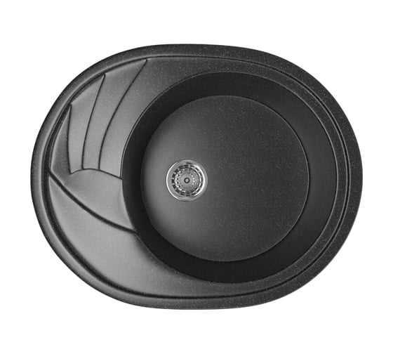 Мойка mixline ML-GM17 овальная, с крылом, черная, 308, 465х570х180 мм 525118