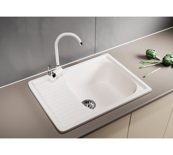 Мойка mixline ML-GM18 с крылом, белая, 331, 490х640х190 мм 525147