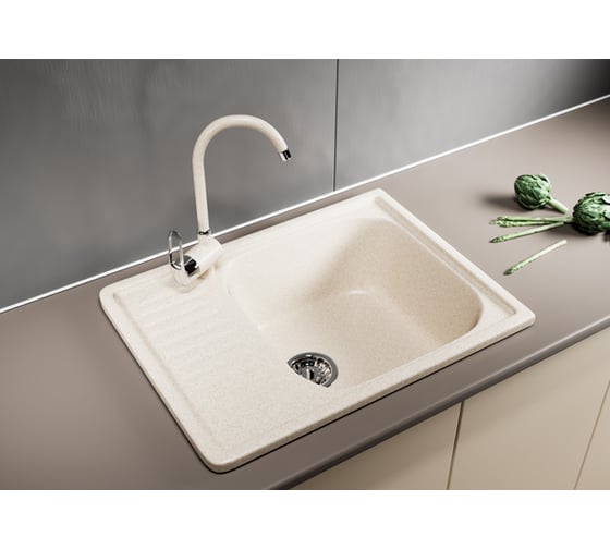 Мойка mixline ML-GM18 с крылом, бежевая, 328, 490х640х190 мм 525146