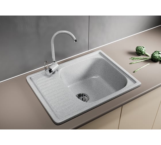 Мойка mixline ML-GM18 с крылом, серая, 310, 490х640х190 мм 525141