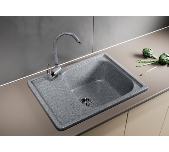 Мойка mixline ML-GM18 с крылом, темно-серая, 309, 490х640х190 мм 525143