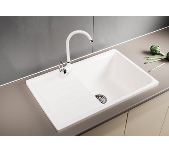 Мойка mixline ML-GM19 с крылом, молоко, 341, 495х750х200 мм 532400