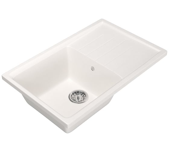 Мойка mixline ML-GM19 с крылом, белая, 331, 495х750х200 мм 525156