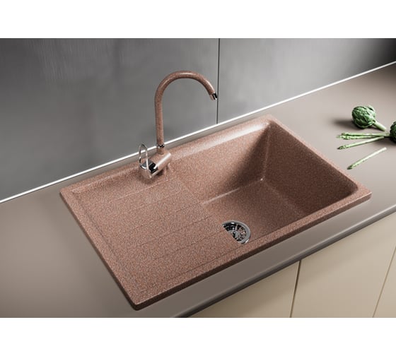 Мойка mixline ML-GM19 с крылом, терракотовая, 307, 495х750х200 мм 525154
