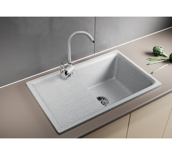 Мойка mixline ML-GM19 с крылом, серая, 310, 495х750х200 мм 525149