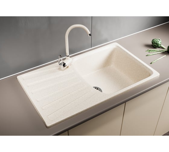 Мойка mixline ML-GM20 с крылом, бежевая, 328, 480х830х190 мм 525163