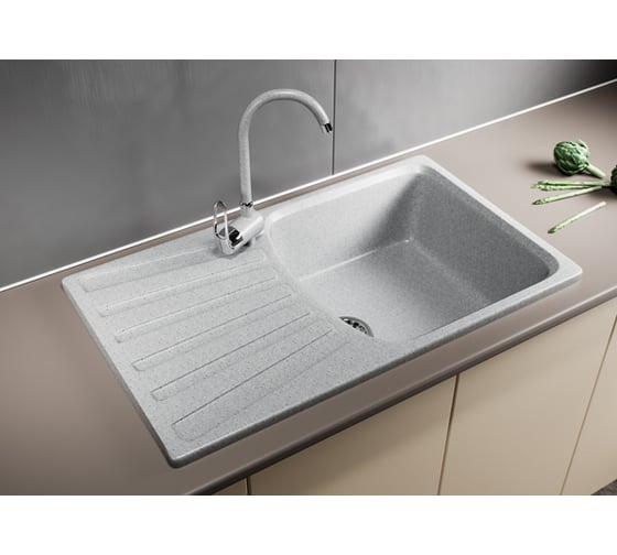 Мойка mixline ML-GM20 с крылом, серая, 310, 480х830х190 мм 525158