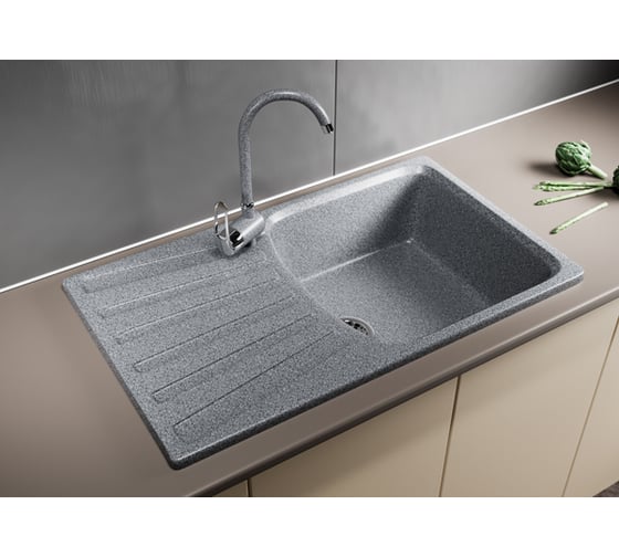 Мойка mixline ML-GM20 с крылом, темно-серая, 309, 480х830х190 мм 525160