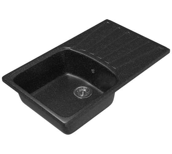 Мойка mixline ML-GM20 с крылом, черная, 308, 480х830х190 мм 525159