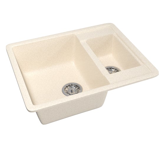 Мойка mixline ML-GM21 двухчашевая, бежевая, 328, 485х600х190 мм 525171 1